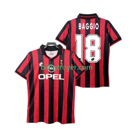 Billige Fotballdrakter AC Milan BAGGIO 18 1995 Retro Hjemmedraktsett 1996 Kortermet